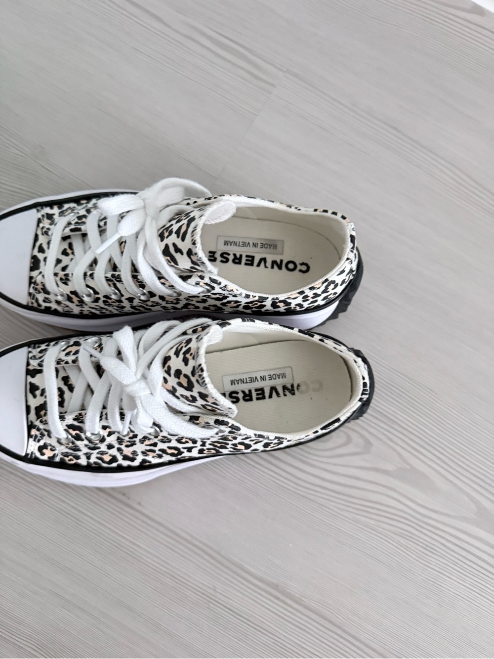 Leopard Print Platform Sneakers - White/Cream - Picture 4 of 10